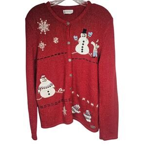 Northern Reflections Vintage Red Snowman Holiday Sweater Size L/XL